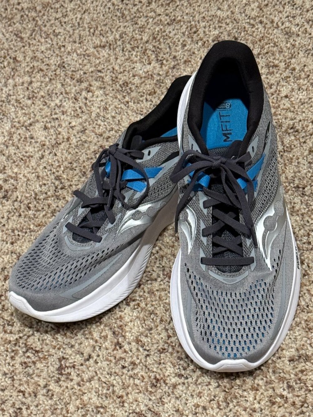 Saucony Ride 15 Pwrrun Men's Sneakers Gray and Blue Colorway S20729‑15 Size 11.5